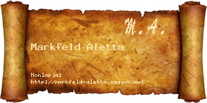 Markfeld Aletta névjegykártya